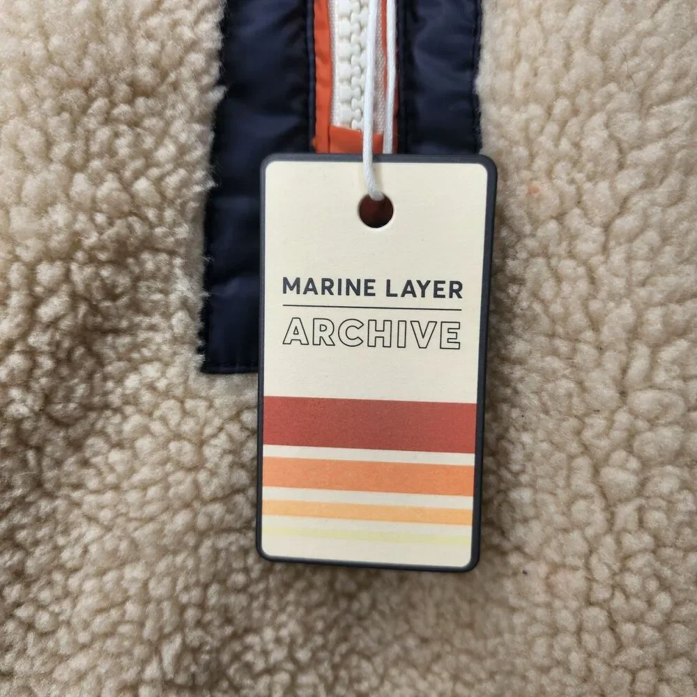 Marine Layer Archive Palisades Anorak Sherpa Fleece 1/2 Zip Mens XL Gorpcore